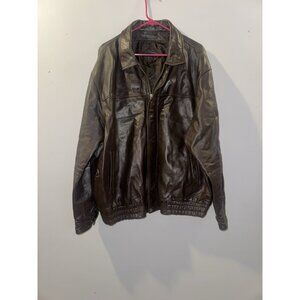 Men’s Massini dark brown leather coat size 2XL